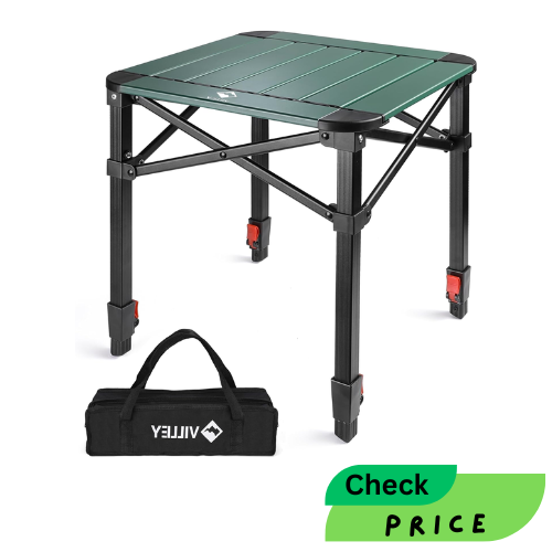 VILLEY Folding Camping Square Table with Adjustable Height